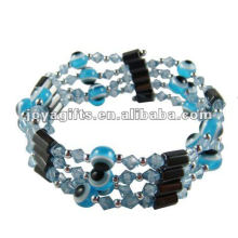 Magnetic Blue Acrylic Beaded Wrap Bracelets &amp; Collier 36 &quot;